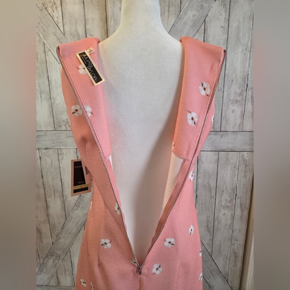 Julian Taylor Pink Flamingo V-Neck Midi Dress NWT - Picture 6 of 8